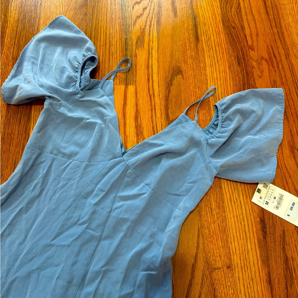 Zara Blue Midi Dress, Size M, NWT